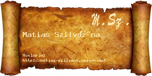 Matias Szilvána névjegykártya